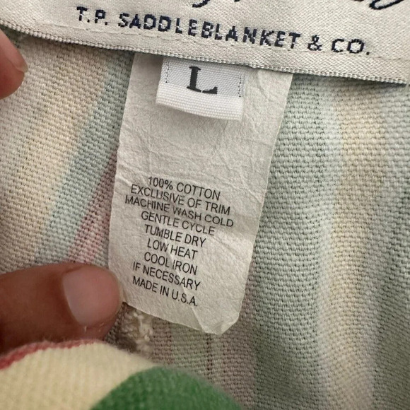 Tasha Polizzi Pants Womens Large Green Striped Wide Leg Beach Coastal Tropical - Picture 8 of 16